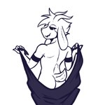 anthro bedroom_eyes butt clothing fluffy fluffy_tail fur horn long_ears looking_at_viewer looking_back male markings narrowed_eyes nude pose purple_clothing purple_robe robe seductive simple_background smile solo tail tasteful_nudity undressing white_body white_fur crackers undertale undertale_(series) asriel_dreemurr_(god_form) boss_monster_(undertale) bovid caprine mammal 1:1 2023 digital_media_(artwork) portrait