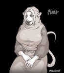 anthro belt big_breasts black_sclera blank_stare breasts clothed clothing female robe simple_background sitting solo transparent_background hellcross warhammer_(franchise) warhammer_fantasy fleer_(hellcross) mammal murid murine rat rodent skaven absurd_res alpha_channel greyscale hi_res monochrome