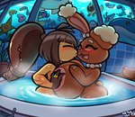 :3 ambiguous_gender anthro anthro_focus arm_scar big_breasts black_hair blush breast_grab breasts brown_body brown_fur digit_ring duo_focus eyelashes eyes_closed eyewear female female/female feral fur gem glasses glistening glistening_body group hair hand_on_breast hot_tub huge_breasts imminent_kiss jewelry necklace nipples open_:3 partially_submerged pearl_(gem) pearl_necklace red_eyewear red_glasses ring scar wedding_ring yellow_body arturfox nintendo pokemon barboach buneary eeveelution flareon generation_1_pokemon generation_2_pokemon generation_3_pokemon generation_4_pokemon luvdisc mantyke mawile piplup pokemon_(species) psyduck remoraid spheal staryu absurd_res hi_res