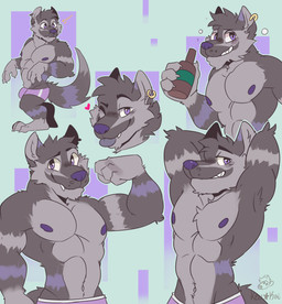 abs abstract_background anthro armpit_tuft bedroom_eyes beer_bottle blep blush blush_lines bottle bubble cheek_tuft chest_tuft claws clothed clothing container drunk drunk_bubble ear_piercing ear_ring facial_tuft finger_claws flexing flexing_bicep fluffy fluffy_tail fur grey_body grey_fur hands_behind_head head_tuft male multicolored_body multicolored_fur muscular muscular_male narrowed_eyes navel nipples one_eye_closed paws pecs piercing pointy_ears purple_body purple_clothing purple_eyes purple_fur purple_nipples purple_nose purple_speedo purple_swimwear purple_tongue ring_piercing seductive smile smiling_at_viewer snaggle_tooth solo speedo substance_intoxication surprised swimwear tail teeth_showing toe_claws tongue tongue_out topless tuft whisker_spots wink rattykai dl_wolf_(dl2288) canid canine canis mammal wolf absurd_res hi_res