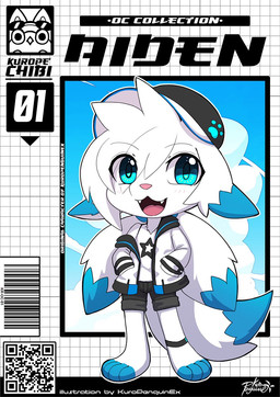 4_toes anthro barefoot black_bottomwear black_clothing black_shorts black_topwear blue_body blue_eyes blue_fur blue_sky bottomwear chibi clothed clothing cloud dipstick_tail fangs feet fur hair hand_in_pocket happy looking_at_viewer male markings multicolored_clothing multicolored_topwear open_mouth open_smile paws pink_nose pink_tongue plantigrade pockets qr_code shorts sky smile solo standing tail tail_markings teeth text toeless_(marking) toes tongue topwear two_tone_clothing two_tone_topwear white_body white_clothing white_fur white_hair white_topwear penguinexperience aiden_(penguinexperience) canid canine canis domestic_dog mammal artist_name full-length_portrait hi_res portrait signature