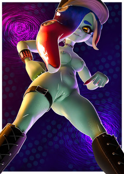 areola baseball_cap blue_hair border bracelet choker clothing eyelashes female front_view genitals green_areola green_body green_nipples green_skin hair hair_over_eye hand_on_hip hat headgear headwear horizontal_pupils jewelry long_hair looking_at_viewer low-angle_view multicolored_hair navel necklace nipple_piercing nipples nude piercing pseudo_hair pupils red_hair solo tentacle_hair tentacles two_tone_hair vulva white_border wide_hips yellow_eyes the_true_sama nintendo splatoon acht_(splatoon) animal_humanoid cephalopod cephalopod_humanoid humanoid marine marine_humanoid mollusk mollusk_humanoid octarian octoling octopus_humanoid sanitized_octarian sanitized_octoling 3d_(artwork) absurd_res digital_media_(artwork) hi_res