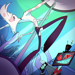 boots bottomwear clothed clothing crossdressing dancing eyes_closed femboy footwear for_a_head male multi_arm multi_limb performance pole pole_dancing shoes skirt strip_club stripper stripper_pole vivzmind hazbin_hotel hellaverse instagram angel_dust vox_(hazbin_hotel) animal_humanoid arachnid arachnid_humanoid arthropod arthropod_humanoid demon humanoid object_head spider_humanoid 1:1 2020 official_art