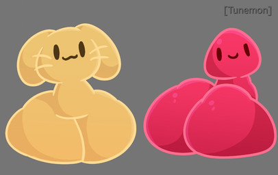 ambiguous_gender anthro anthrofied big_butt butt grey_background looking_at_viewer looking_back looking_back_at_viewer simple_background slime thick_thighs whiskers tunemon slime_rancher cotton_slime goo_creature pink_slime_(slime_rancher) slime_(slime_rancher) digital_media_(artwork)