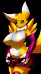 9:16 alpha_channel anthro bandai_namco big_breasts breasts canid canine digimon digimon_(species) female fur gf hi_res mammal nipples renamon solo tail