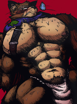 abs anthro arms_tied arms_tied_behind_back asian_clothing barazoku bdsm big_muscles big_pecs black_body black_fur black_fur_markings black_nose blush bodily_fluids bondage bottomless bottomless_anthro bottomless_male bound brown_body brown_fur bulge clothed clothed_anthro clothed_male clothing crotch_fur crotch_tuft east_asian_clothing eye_scar facial_scar fluffy fluffy_body fluffy_tail from_front_position fundoshi fundoshi_only fur japanese_clothing male mostly_nude mostly_nude_anthro mostly_nude_male muscular muscular_anthro muscular_male muscular_thighs nipples pecs pose scar scarf scarf_only solo sweat tail teeth topless tuft underwear underwear_only white_eyes jwbash epic_games fortnite hajime_(fortnite) canid canine mammal raccoon_dog tanuki absurd_res hatching_(art) hi_res pinup shaded sketch
