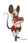 anthro big_breasts bottomwear breasts brown_body brown_fur buckteeth clothed clothing female fur navel nipple_outline red_eyes red_sclera shirt shorts solo tan_body tan_fur teeth topwear dutch_(artist) almond_(dutch) mammal mouse murid murine rodent siamese_mouse 2020 digital_media_(artwork)