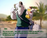 anthro biceps big_muscles biped claws clothed clothing fur green_eyes looking_at_viewer male muscular muscular_anthro muscular_male outside paws solo standing text white_body white_fur ursofofinho urso bear hybrid mammal 2013 english_text