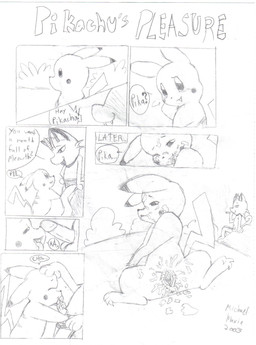 bodily_fluids clothing cum duo erection female genital_fluids genitals humanoid_genitalia humanoid_penis licking male oral penile penis penis_lick sex simple_background smoking tail text tongue tongue_out underwear white_background michael_marin nintendo pokemon generation_1_pokemon mammal meowth pikachu pokemon_(species) rodent 2003 black_and_white comic english_text hi_res monochrome source_request