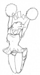 blush blush_stickers breasts cheerleader crossgender eyes_closed female pom_poms simple_background solo white_background tryfag nintendo pokemon generation_1_pokemon hitmonchan humanoid pokemon_(species) black_and_white monochrome traditional_media_(artwork)