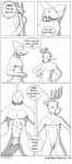 anthro beach comic deer dialogue duo english_text fish flaccid foreskin forsen genitals greyscale hi_res humanoid_genitalia humanoid_penis male male/male mammal marine monochrome outside penis seaside shark simple_background text white_background