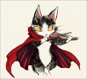 black_body black_fur bowed_string_instrument cloak clothed clothing fur multicolored_body multicolored_fur musical_instrument playing_music playing_violin pupils simple_background slit_pupils solo string_instrument two_tone_body two_tone_fur violin white_background white_body white_fur yellow_eyes ichthy0stega domestic_cat felid feline felis mammal 2015