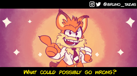 anthro black_eyes black_nose blazer brown_ears brown_hair brown_necktie brown_tail chest_tuft clothing fur hair hand_on_hip hand_on_own_hip looking_at_viewer male multicolored_body multicolored_ears multicolored_fur multicolored_hair multicolored_necktie necktie orange_body orange_ears orange_fur orange_hair orange_tail orange_tuft pose question_mark raised_finger smile solo sparkles standing tail teeth text tongue topwear tuft two_tone_body two_tone_ears two_tone_fur two_tone_hair two_tone_necktie two_tone_tail white_clothing white_necktie white_topwear bruno_tazas bubsy_(series) bubsy_4d bubsy_bobcat bobcat felid feline lynx mammal 2025 artist_name digital_media_(artwork) english_text