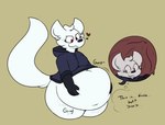 >w> anthro belly belly_grab big_belly big_tail bloated blush blush_lines bottomless clothed clothing digestion_noises duo female female/female heart_symbol hoodie hoodie_only inside_stomach internal organs overweight red_eyes rumbling_stomach stomach tail thick_thighs thought_bubble topwear topwear_only vore conditional_dnp verdantphysician ???_(verdantphysician) casey_(verdantphysician) arctic_fox canid canine fox mammal monster true_fox shapeshifter hi_res