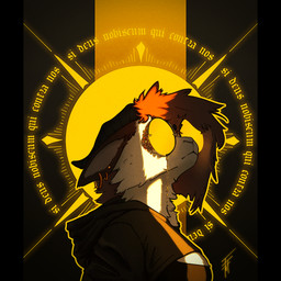 anthro clothed clothing eyewear female glasses gold_(metal) hair horn piercing red_hair solo standing text wearing_glasses ferretfolk lisa_(ferretfolk) bovid caprine goat mammal 1:1 hi_res latin_text translated
