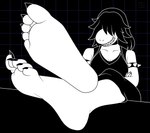 5_toes anthro barefoot big_feet biped breasts capri_pants claws feet female foot_focus hair humanoid_feet humanoid_hands long_hair non-mammal_breasts plantigrade soles solo toe_claws toes sonictemperance deltarune undertale_(series) susie_(deltarune) reptile scalie absurd_res hi_res