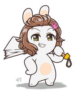 accessory alternate_species anthro arms_bent black_eyebrows brown_hair eyebrows fangs featureless_crotch featureless_feet feet female female_anthro fur furrification green_eyes grey_outline hair hair_accessory hand_on_hip hand_on_own_hip holding_fan lidded_eyes light long_ears looking_at_viewer mitten_hands multicolored_body no_pupils noseless nude nude_anthro nude_female number outline paper_fan rabbidification short_hair simple_background smile smiling_at_viewer solo standing tan_body tan_eyelids tan_inner_ear tan_skin teeth thin_eyebrows toothy_grin two_tone_body white_background white_body white_fur charisuke cygames idolmaster idolmaster_cinderella_girls raving_rabbids rayman_(series) ubisoft emi_namba lagomorph mammal rabbid 2024 absurd_res colored crossover digital_drawing_(artwork) digital_media_(artwork) full-length_portrait hi_res japanese_description lighting portrait shaded simple_shading