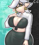 bikini bikini_top bodily_fluids bottomwear breasts cleavage clothed clothing clothing_lift ear_piercing ear_ring female fog humanoid_pointy_ears looking_at_viewer navel pencil_skirt piercing pointy_ears ring_piercing skirt solo sweat sweatdrop swimwear thick_thighs two-piece_swimsuit wide_hips champchidi nintendo splatoon marie_(splatoon) animal_humanoid cephalopod cephalopod_humanoid humanoid inkling marine marine_humanoid mollusk mollusk_humanoid absurd_res hi_res