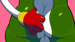 anthro balls blush bodily_fluids clothed clothing duo female genitals gloves green_body handwear headgear male muscular not_furry nude penis simple_background tail kranson glitch_productions the_amazing_digital_circus gummigoo_(tadc) pomni_(tadc) alligator alligatorid crocodile crocodilian crocodylid human humanoid mammal reptile scalie animated digital_media_(artwork) hi_res no_sound webm