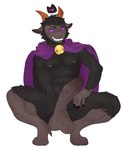 anthro balls black_body clothing collar fur genitals horn male nipples nude penis simple_background solo yaiski cult_of_the_lamb massive_monster_(studio) goat_(cult_of_the_lamb) purple_crown_(cult_of_the_lamb) bovid caprine goat humanoid mammal sheep hi_res