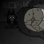 anthro anus bent_over big_butt black_body black_fur blush blush_lines breast_rest breasts butt butt_focus female fur genitals glowing glowing_eyes light light_beam looking_back pussy solo text thick_thighs wolf_ears wolf_tail pixelh scp_foundation scp-1471-a 1:1