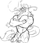 anthro genitals male muscular muscular_male penis solo tail demondragoncyan asian_mythology east_asian_mythology genshin_impact mihoyo mythology rex_lapis archon_(genshin_impact) dragon eastern_dragon mythological_creature mythological_scalie scalie monochrome