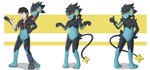 anthro black_body black_fur black_hair black_markings blue_body blue_fur bottomwear clothed clothing digitigrade featureless_crotch fur gesture glistening glistening_body hair hand_gesture hand_on_hip hand_on_own_hip human_to_anthro latex latex_clothing latex_skinsuit looking_at_viewer male markings multicolored_body nude open_mouth pants plantigrade red_sclera shirt shows simple_background skinsuit smile solo species_transformation standing suit_transformation t-shirt tail teeth thumbs_up tight_clothing topwear transformation transformation_sequence vest yellow_markings dsaprox nintendo pokemon john_(swack16) animate_inanimate generation_4_pokemon human living_clothing luxray mammal pokemon_(species) 2016 colored