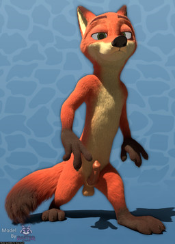 3_toes 4_fingers animal_genitalia anthro balls black_nose blue_background canine_genitalia claws countershading erection feet fingers front_view fur genitals gloves_(marking) green_eyes knot looking_at_viewer male markings mouth_closed orange_body orange_fur penis pink_penis simple_background solo standing text toes rasterraccoon disney zootopia nick_wilde canid canine fox mammal red_fox true_fox 3d_(artwork) blender_(artwork) blender_cycles_(artwork) digital_media_(artwork) english_text hi_res watermark