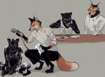 age_difference anthro black_body black_fur bodily_fluids claws clothing collared_shirt duo eating eating_food finger_claws fur kemono male male/male nude nude_anthro nude_male orange_body orange_fur red_eyes shirt shower sweat sweatdrop tank_top toe_claws topwear wet wet_clothing wet_shirt wet_topwear yellow_eyes young young_anthro young_male k0bit0wani canid canine felid fox leopard mammal pantherine hi_res adopted_(lore) adopted_son_(lore) adoptive_father_(lore)