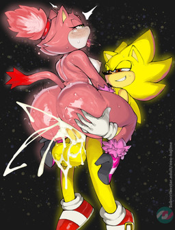 anthro areola big_butt biped bodily_fluids breasts butt clothing cum cum_inside duo eyelashes footwear genital_fluids genitals high_heels interspecies looking_pleasured male nipples penetration penile penile_penetration penis pink_body pupils sex shoes smile space sweat thick_thighs vaginal vaginal_penetration yellow_body neo_hajime sega sonic_the_hedgehog_(series) burning_blaze super_sonic domestic_cat eulipotyphlan felid feline felis hedgehog mammal absurd_res hi_res