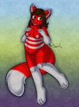 anthro belly big_belly breasts dancing female fur happy nipples nude pregnant red_body red_fur simple_background solo axissquirrel sierra_(wackyfox26) canid canine fox mammal 3:4 hi_res