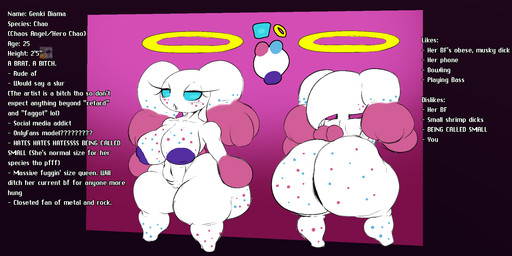 ableist_slur areola big_breasts big_butt breasts butt female genitals halo homophobic_slur huge_butt huge_hips huge_thighs inverted_nipples nipples nude purple_areola question_mark simple_background slur solo text thick_thighs vulva white_body wide_hips latluxlula sega sonic_the_hedgehog_(series) genki_diama chao_(sonic) chaos_chao hero_chao humanoid 2026 character_name digital_media_(artwork) english_text hi_res model_sheet