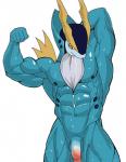 abs anthro anthrofied balls biceps flaccid genitals horn humanoid_genitalia humanoid_penis male muscular muscular_anthro muscular_male nipples nude pecs penis pokemorph simple_background solo bada-butterfly nintendo pokemon cobalion generation_5_pokemon legendary_pokemon mammal pokemon_(species) hi_res