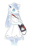 alternate_species anthro anthrofied bag blue_sclera braided_hair clothed clothing dress duffel_bag female fluffy frown furrification hair holding_bag holding_object inner_ear_fluff knock-kneed long_hair looking_at_viewer pokemorph simple_background solo standing sundress tuft white_eyes white_hair elpatrixf nintendo pokemon lillie_(pokemon) pokemon_trainer snowy_(pokemon) alolan_form alolan_vulpix canid canine generation_7_pokemon mammal pokemon_(species) regional_form_(pokemon) 2018 digital_media_(artwork)