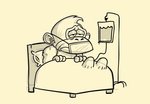 anthro bed furniture hospital_bed ill male mask medical_instrument on_bed sad scientific_instrument solo surgical_mask under_covers hotdiggedydemon donkey_kong_(series) nintendo donkey_kong_(character) ape gorilla haplorhine mammal primate 2020 monochrome sketch