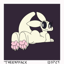 blinking eyelashes feet foot_focus glistening glistening_pawpads looking_back pawpads pink_pawpads solo swinging_legs white_body theenyface rain_world videocult slugcat 1:1 animated loop