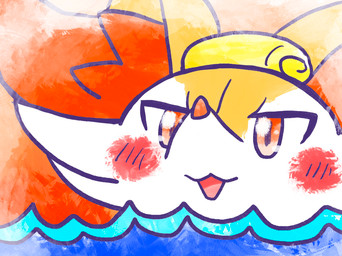 ambiguous_anthro ambiguous_gender anthro bathing blush blush_stickers front_view open_:3 open_mouth open_smile partially_submerged simple_background smile snout solo towel towel_on_head water annyui0611 nintendo pokemon braixen canid generation_6_pokemon mammal pokemon_(species) 2024 digital_drawing_(artwork) digital_media_(artwork) headshot_portrait hi_res japanese_description portrait translated_description