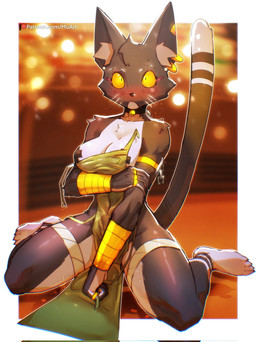 animal_ears anthro apron apron_only arm_tuft athletic athletic_anthro athletic_female bell bell_collar big_breasts black_body black_fur blurred_background blush blushing_profusely bodily_fluids bracelet breasts chain chain_leash chest_tuft choker claws cleavage clothed clothing collar ear_piercing ear_ring embarrassed eyelashes feet female female_anthro finger_claws framed fur hip_tuft holding_arm inner_ear_fluff jewelry kneeling leash looking_at_viewer low-angle_view makeup mascara medium_breasts multicolored_body multicolored_fur navel_outline necklace nipple_tape on_ground orange_sclera pasties piercing raised_tail ring ring_piercing shoulder_tuft side_boob skimpy smile solo sweat sweatdrop tail tape text thick_thighs toe_claws tuft two_tone_body two_tone_fur wardrobe_malfunction wet wet_body wet_fur whiskers white_body white_inner_ear_fluff wide_hips wraps wristband yellow_eyes yellow_sclera muart242 starbucks bacardi_(muart242) domestic_cat felid feline felis mammal 2022 full-length_portrait hi_res portrait url