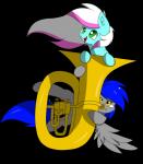 alpha_channel blue_hair brass_instrument digital_media_(artwork) duo equid equine fan_character feathered_wings feathers female feral green_eyes hair happy hasbro horse mammal musical_instrument my_little_pony mythological_creature mythological_equine mythology pegasus playing_music playing_tuba pony simple_background smile thelasthope transparent_background tuba wind_instrument wings yellow_eyes