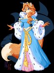 4_fingers anthro biped blue_clothing blue_dress blue_eyes breasts clothing crown dipstick_tail dress eyeshadow female fingers fur headgear long_dress makeup markings medieval_clothing orange_body orange_fur princess royalty simple_background solo standing tail tail_markings tan_body tan_fur transparent_background gomerz22 activision spyro_the_dragon ice_princess canid canine fox mammal red_fox true_fox alpha_channel digital_media_(artwork) pixel_(artwork)