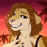 5_fingers anthro black_lips breasts brown_eyes brown_hair claws clothed clothing day detailed_background eyebrows eyelashes female fingers hair lips outside sky smile teeth smileeeeeee riemann felid lion mammal pantherine 1:1 digital_media_(artwork)