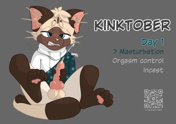 4_toes 5_fingers animal_genitalia animal_penis anthro balls blue_eyes blush bodily_fluids bottomless brown_ears brown_face brown_paws brown_tail_tip canine_genitalia canine_penis claws clothed clothing cum cumshot curled_tail curling_toes dipstick_tail ejaculation erection fangs feet finger_claws fingers fur fur_markings genital_fluids genitals hair holding_penis hoodie knot looking_pleasured male male_anthro markings masturbation mostly_nude multicolored_body multicolored_fur multicolored_hoodie multicolored_tail pawpads paws penile penile_masturbation penis pink_nose simple_background solo tail tail_markings tan_body teeth text toe_claws toes topwear whiskers hklarpzz kinktober kinktober_2025 hedrick_(hklarpzz) domestic_cat felid feline felis mammal siamese_cat 2025 absurd_res english_text hi_res
