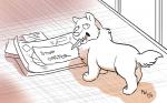 2016 canid canine canis comic domestic_dog feral looking_at_viewer lynxgriffin mammal pencil_(object) solo story story_in_description text ultradog_(undertale) undertale undertale_(series)