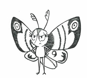 angry antennae_(anatomy) anthro eyelashes featureless_chest female insect_wings lepidopteran_wings looking_at_viewer simple_background solo white_background wings mr_harinezumi godzilla_(series) mothra_(series) toho mothra arthropod insect kaiju lepidopteran moth monochrome