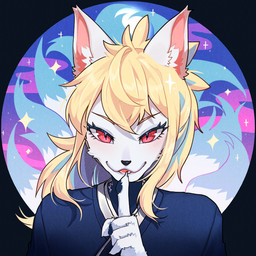 anthro blonde_hair female hair red_eyes shush sky solo star starry_sky matmat aewolnan canid canine fox mammal 1:1