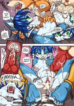 angry angry_sex animal_genitalia animal_penis announcing_orgasm anthro anthro_on_anthro anthro_penetrated anthro_penetrating anthro_penetrating_anthro anus bad_end balls balls_deep blue_body blue_fur blue_hair blush bodily_fluids breast_grab breast_squeeze breast_squish breasts breath butt canine_genitalia canine_penis cervical_contact cuff_(restraint) cum cum_dripping_from_face cum_dumpster cum_from_ass cum_from_vagina cum_in_ass cum_in_uterus cum_in_vagina cum_inside cum_on_face cum_on_penis cum_splatter cum_string deep_penetration dialogue dripping duo ejaculation erection fangs female female_anthro female_penetrated forced from_front_position fur genital_fluids genitals green_eyes group hair hand_on_breast internal internal_vaginal knot knotting lying male male/female male_penetrating male_penetrating_female mating_press mind_break missionary_position name_in_dialogue navel nipples nude nude_anthro nude_female nude_male on_back orange_body orange_fur panting penetration penile penile_penetration penis penis_in_vagina rape restraints rough_sex screaming_orgasm sex sex_shot shackles shaking sloppy_seconds spread_legs spreading squeezing squish teeth text tongue tongue_out trembling until_they_like_it uterus vaginal vaginal_knotting vaginal_penetration vulva daigaijin nintendo star_fox fox_mccloud krystal_(star_fox) canid canine fox mammal 2025 comic english_text hi_res