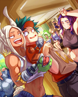 amputee assertive_female bare_shoulders bedroom_eyes big_breasts blonde_hair breasts cleavage clothed clothing dark_body dark_skin disability dutch_angle ears_up eye_contact eye_scar eyelashes facial_scar female fire flaming_hair food freckled_face freckles green_eyes green_hair group hair holding_bag hug inside looking_at_another male mature_female meat midriff money_bag muscular muscular_female narrowed_eyes open_mouth pseudo_hair purple_hair scar seductive smile tail white_ears white_tail vlizz my_hero_academia wcdonald's izuku_midoriya kaina_tsutsumi mitsuki_bakugou moe_kamiji rumi_usagiyama ryuko_tatsuma takeyama_yu animal_humanoid human humanoid lagomorph lagomorph_humanoid leporid_humanoid mammal mammal_humanoid rabbit_humanoid 4:5 absurd_res hi_res model_sheet