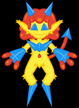 3_fingers ambiguous_gender armor big_hands biped breastplate crotch_tuft electrical_hair electricity featureless_feet feet fingers front_view fur goo_hair happy horn humanoid_pointy_ears ice jagged_mouth lava natural_armor naturally_censored navel not_furry nude pointy_ears pointy_feet pseudo_hair solo spade_tail tail toony tuft unusual_anatomy unusual_eyes unusual_navel yellow_body yellow_fur yuurg ellie_(yuurg) electricity_creature electricity_humanoid elemental_creature elemental_humanoid fairy goblin humanoid ice_creature ice_humanoid lava_creature lava_humanoid mineral_fauna mineral_humanoid 2023 digital_media_(artwork) full-length_portrait hi_res model_sheet portrait trans_(lore) trans_woman_(lore)