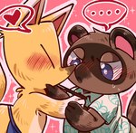 angry anthro blue_eyes blush duo embarrassed food heart_reaction heart_symbol male male/male pocky_game pocky_in_mouth shandrawaka animal_crossing nintendo pocky pocky_and_pretz_day crazy_redd tom_nook_(animal_crossing) canid canine fox mammal raccoon_dog tanuki hi_res pictographics