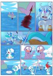 anthro blood bodily_fluids breasts female feral group hair teeth text transformation underwater water mukitsune frosty_(sharky) ambient_sealife arthropod crab crustacean decapoda fish human malacostracan mammal marine shark absurd_res comic hi_res